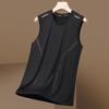 Men Summer Sport Vest Ice Silk O Neck Loose Fit Solid Color Sleeveless Sweat Absorption Quick Dry Pullover Gym Fitness Jogging Tank Top