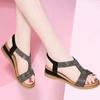 Fashion Woman Shoes Diamond Wedges Heel Black Rhinestones Open Toe Outdoor Sandals for Women 2024 Trend Korea Comfortable and Elegant H
