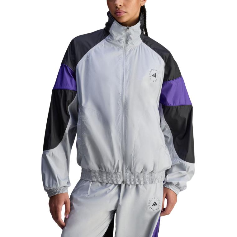 adidas Спортивная куртка Stella McCartney SS25, модная, удобная, со стойкой, спортивная, свободного кроя, женская куртка JZ7828