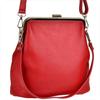 Women's Red Genuine Leather Handbag with Clasp