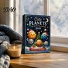 Kids Room Holiday Ornament Space Advent Calendar, 24Pcs 2D Flat Acrylic Set with Planet Creative Calendar Box Star Designs, Christmas Tree Hanging