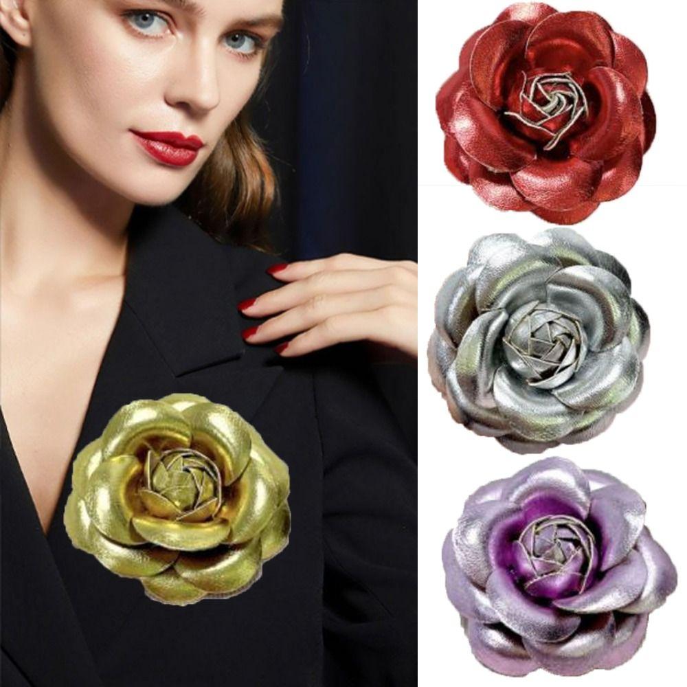 Suit Sweater Coat Camellia Flower Brooches Fabric Handmade Accessories Pin Brooch New Corsage