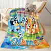 Bluey's Soccer Adventure Personalized Text Blanket Gift Personalized Blanket Ultra-Soft Versatile for Picnics Livingroom Home Decor Sofa