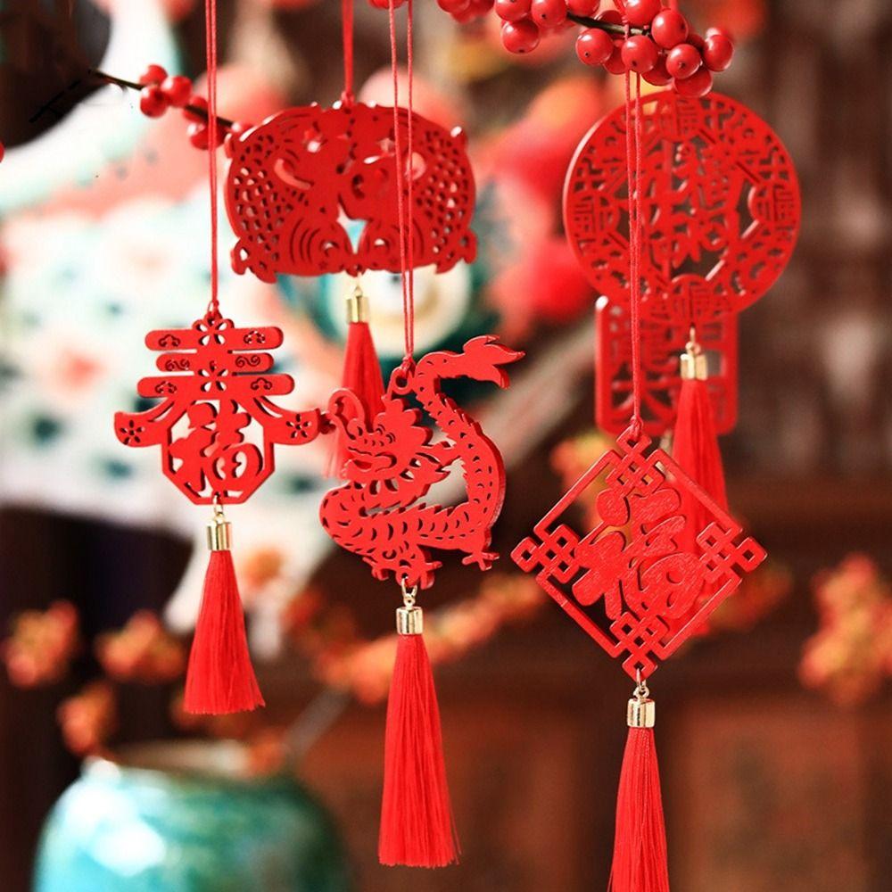 Wooden Chinese New Year Ornament Chinese Style Festival Ornaments Home
