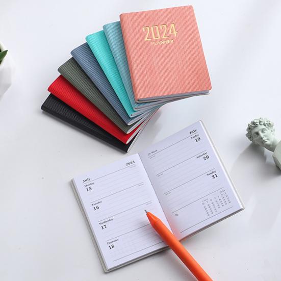 A7 2024 английский планировщик из искусственной кожи в твердом переплете, 180 страниц, водостойкая бумага, мини-журнал, карманный блокнот для молочных продуктов, студенческие принадлежности