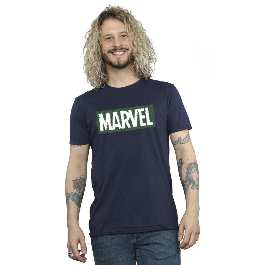 Marvel Mens Holly Logo T-Shirt