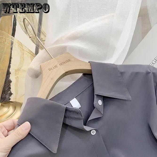 S-3XL женская однотонная рубашка Morandi большого размера с длинными рукавами, женская весенне-осенняя свободная повседневная рубашка, универсальные топы