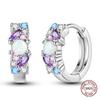 Purple Zircon Hoop Earrings 925 Silver U-shaped Liquid Metal Love Heart Fashion Earrings For Women Jewelry