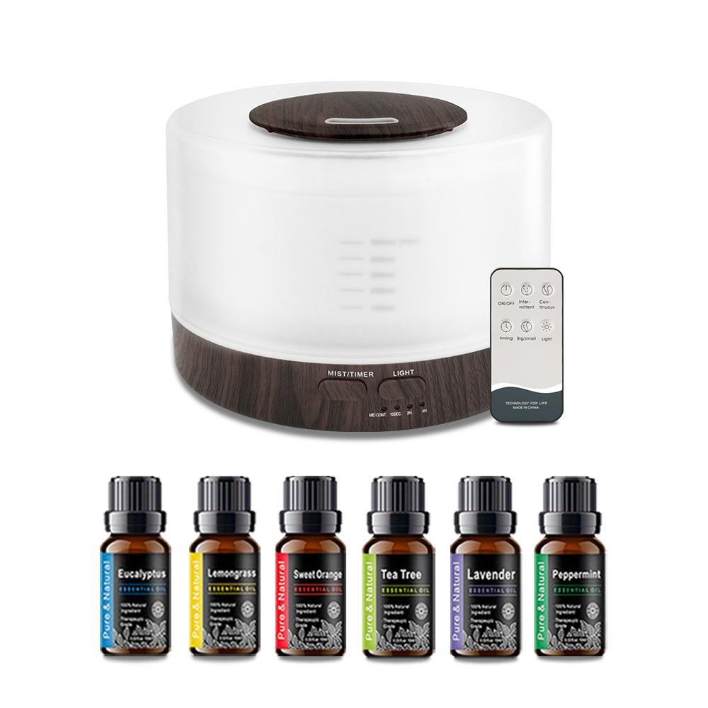 16.91oz Essential Oil Diffuser, Ultrasonic Aromatherapy Humidifier, 7 LED Colors, Auto-Off Timer, 6 Premium Oils