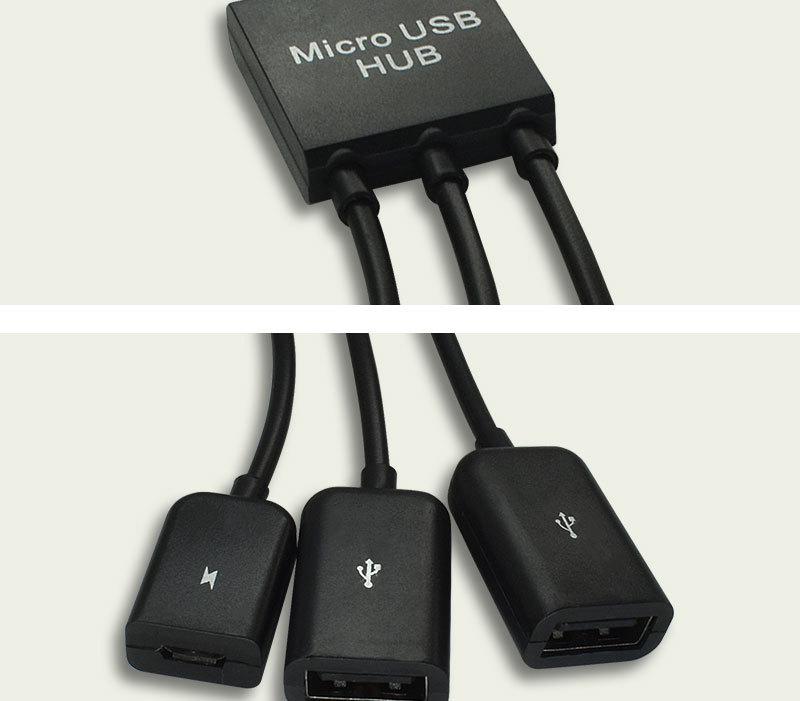 Многофункциональный кабель-адаптер OTG «три в одном» для Android Micro USB: Подключите мышь и клавиатуру к источнику питания