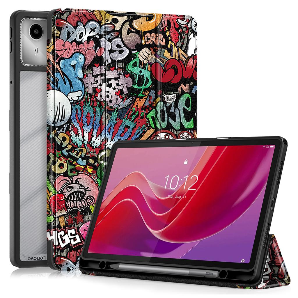 For Lenovo Tab M11/Xiaoxin Pad 11 2024 330 Case Full-Body Tri-fold Stand Pattern Tablet Smart Cover