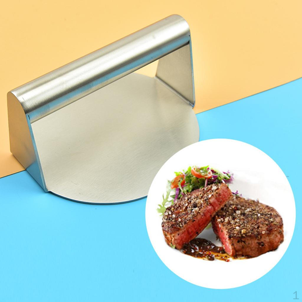 Пресс для бургеров Тяжелый Шпатель для мяса Круглый Нержавеющая сталь Кухонный инструмент Машина