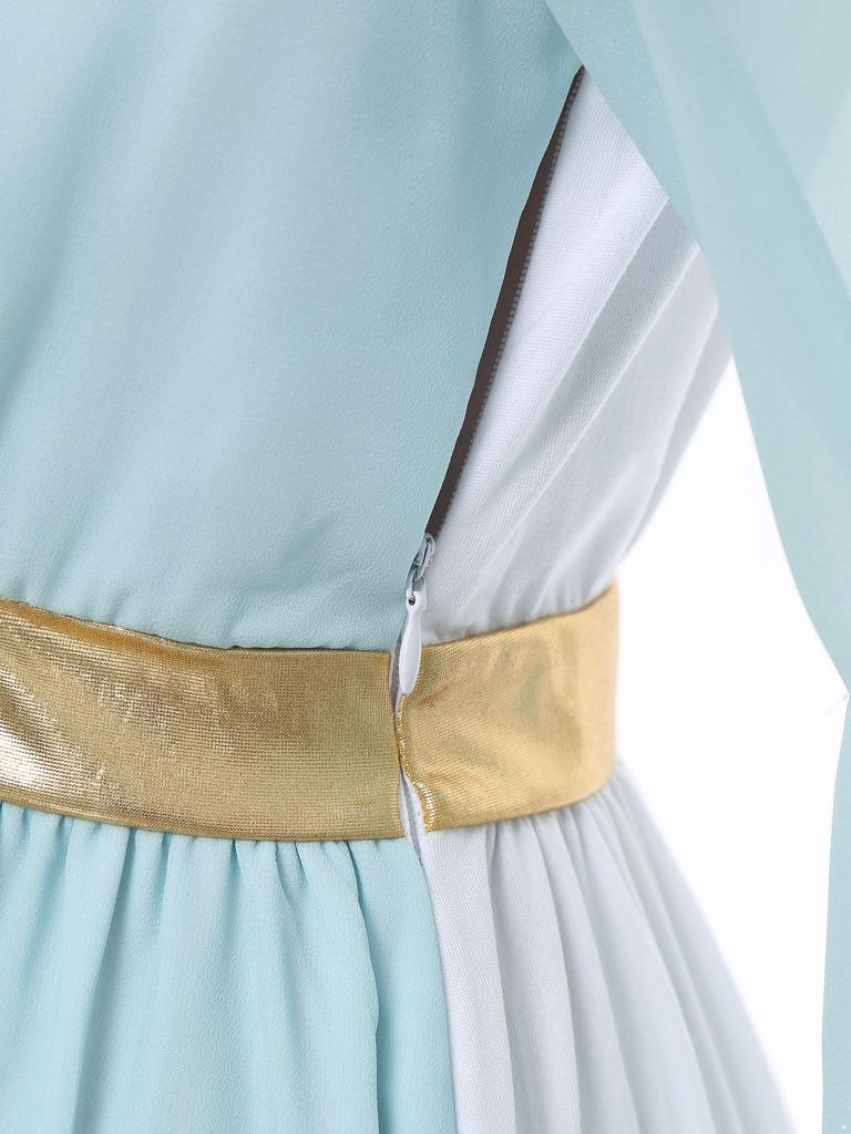 Женский греческий костюм Римская королева принцесса Древняя тога платье V-образный вырез длинный рукав контрастный маскарадный костюм