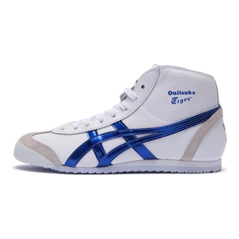 ONITSUKA TIGER Мексика Средние Кроссовки Удобные Износостойкие И Легкие Высокие Беговые Кроссовки Унисекс Белый Синий 1183A658-100