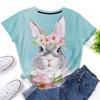 Cute rabbit floral print casual round neck short sleeved summer fresh women's top 3D digital print 3443 EMA