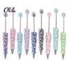 Desktop Decoration Pen DIY Beadable Pen, Bling Rhinestones And Faux Pearls Beaded Creative Gifts for Sisters Black Ink Ballpoint Office School
