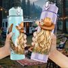 1PC Cowgirl Western Girl 750ml Color Plastic Sports Water Bottle Leakproof Flip Straw Lid Suitable for Sports Office Home Use