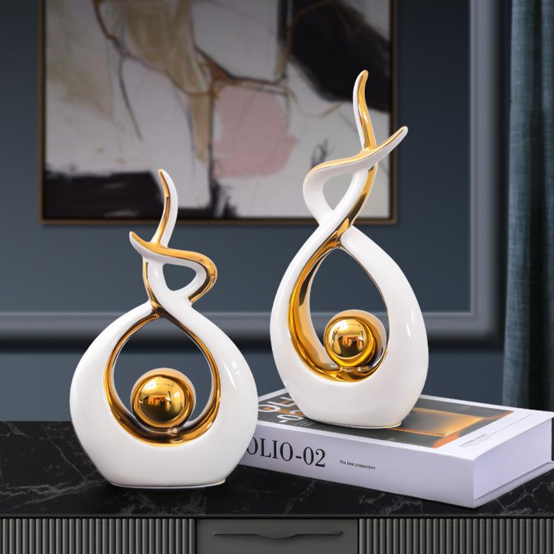 Nordic Light Luxury White Gold Gold Blue Morning Song Decoration Home Living Wine Cabinet TV Cabinet Model Room Decoration