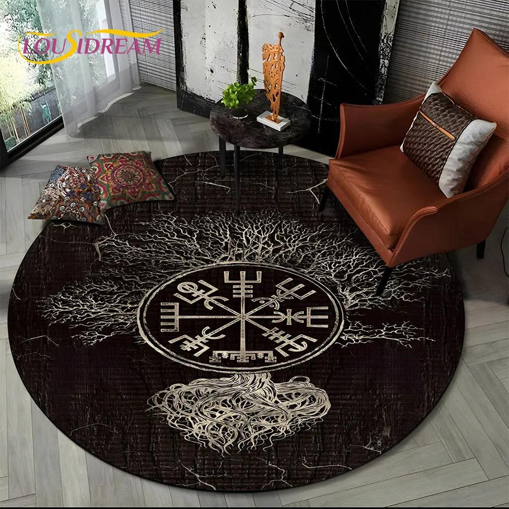 Viking Valknut Yggdrasil Tree of Life круглый ковер, ковер для гостиной, спальни, дивана, декор игровой комнаты, нескользящий напольный коврик