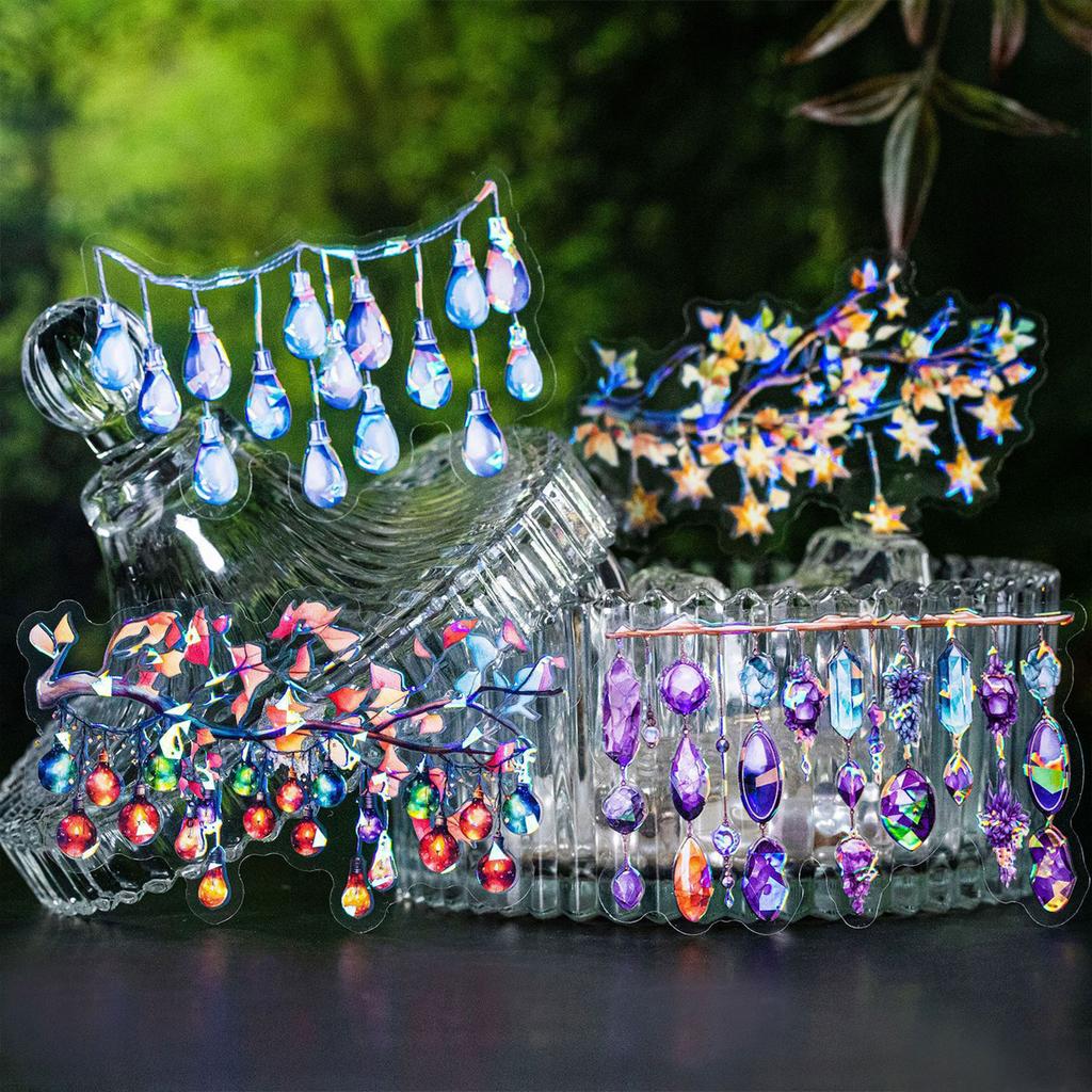 Colorful PET Sticker Shell Like Glow Stickers With Color Flower For Diy Diary Album Scrapbooking