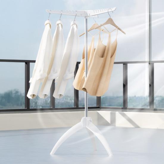Folding Clothes Rack with 3 Hanging Rods High Stability Strong Load-bearing Simple Installation Collapsible Pants Coats Hanger
