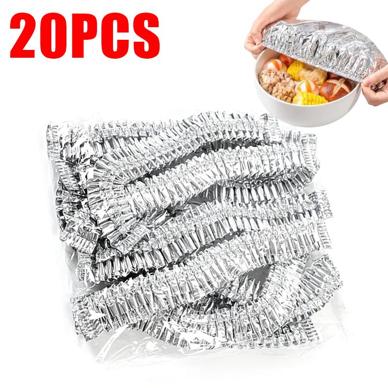 Aluminum Foil Insulation Storage Cover Elastic Disposable Food Cover Fruit Vegetable Fresh-keeping Lid Kitchen Food Grade Covers