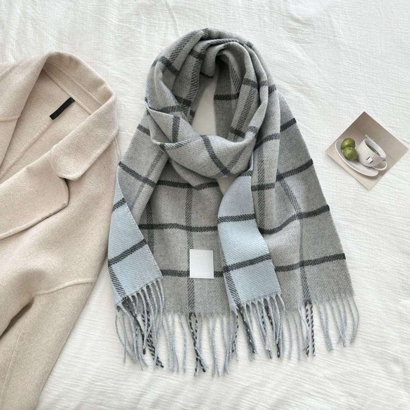 Warm Wool Blend Scarf With Fringe Plaid Winter Oversized Shawl Wrap Women Students