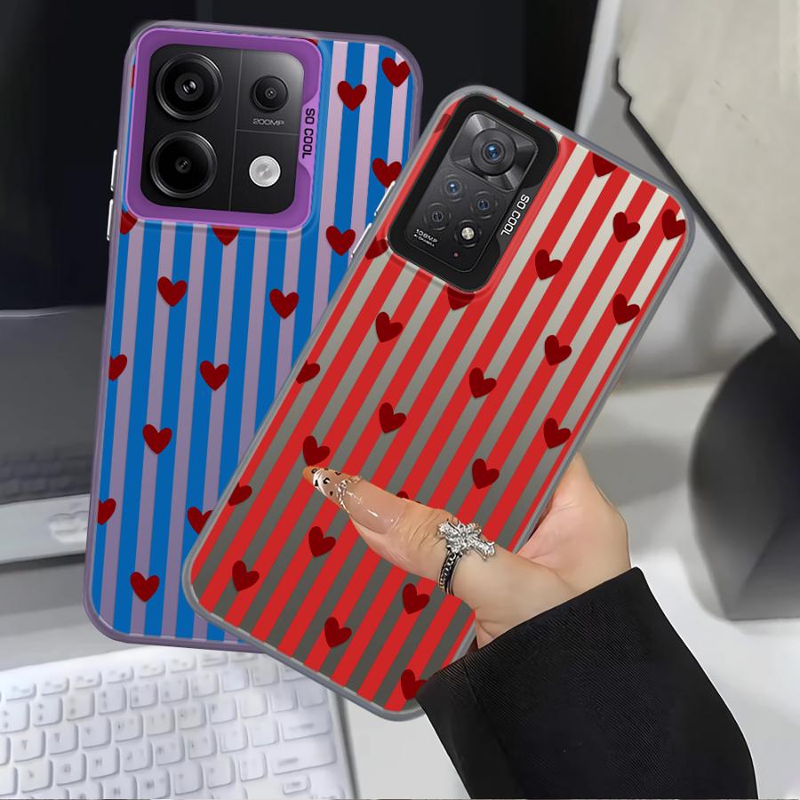 Задняя крышка-чехол для телефона для Xiaomi Redmi Note 14 11 12 Pro 12s Note 13 Pro Plus 11s Полоска Сердце