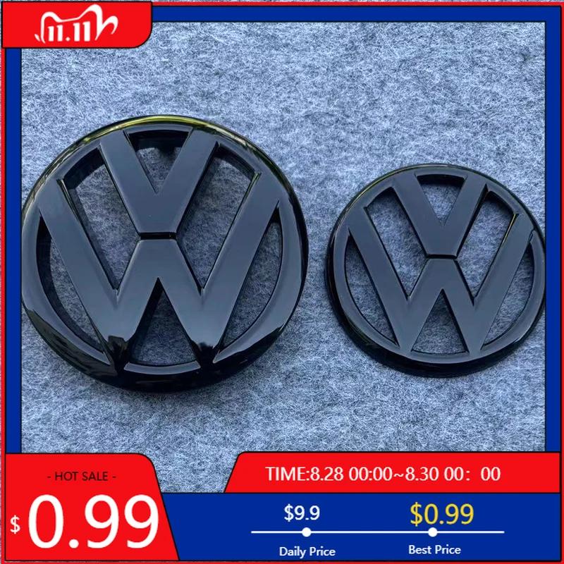 W23Hub Caps Gloss Black Replacement 135mm Front Grill emblem or 110mm Rear Trunk Lid Car badge for Volkswagen Golf MK6 2009 2010 20