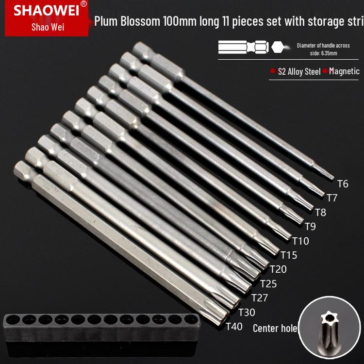 Магнитная 50-мм отвертка-звездочка и набор шестигранных бит для электродрелей