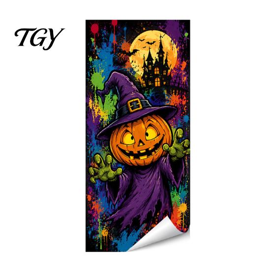 Halloween Yard Horror Accessories Wall Stickers Trash Can Decal Stickers, Spooky Skull Ghost Durable Facade Decals for Outdoor Garbage Cans,