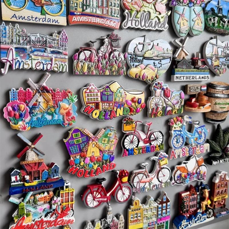 Амстердам Нидерланды Магниты на холодильник Туристический сувенир Голландская мельница Магнитные наклейки на холодильник Коллекция Домашний декор Подарок