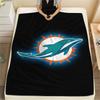 Фланелевое одеяло с принтом Miami Dolphins, Высококачественное, Удобное для всех сезонов, Декор для дома, Тепло и уют, Идеально для рождественских подарков