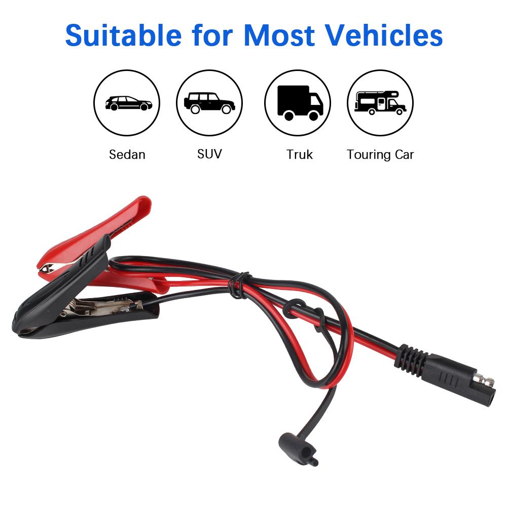 Линия для зарядки с зажимами-крокодилами 16 AWG Зарядное устройство SAE - Кабель с зажимами 60 см Автомобильный быстрый разъем Автомобильный удлинительный кабель Быстрый разъем
