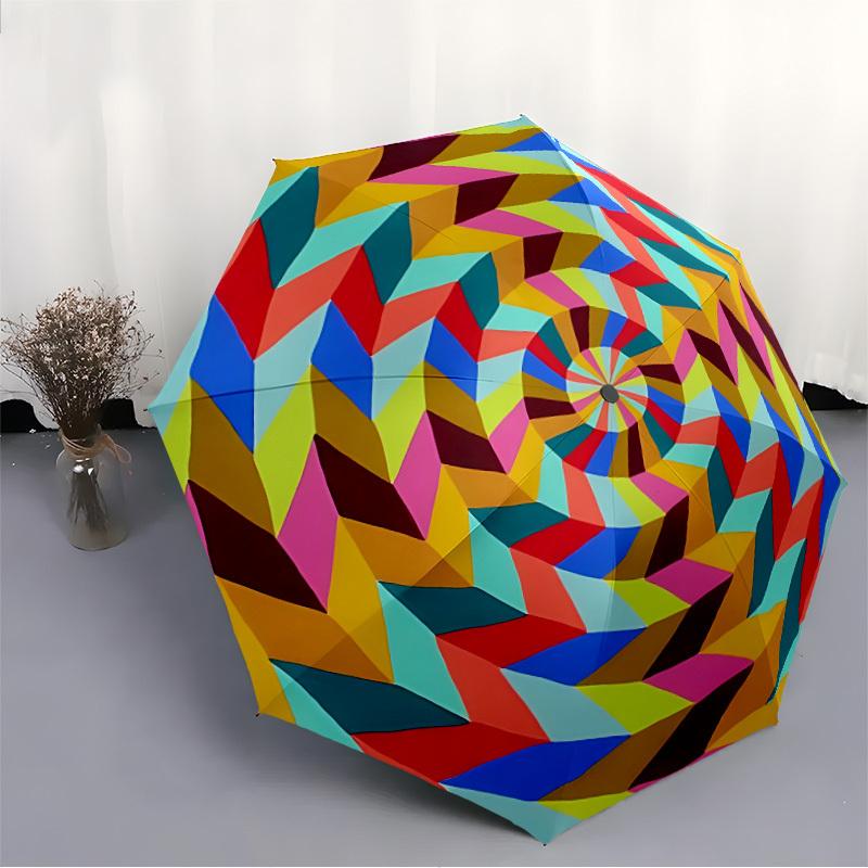 1pc Spiral Kaleidoscope Automatic Open/close Folding Umbrella, Compact Portable Travel Umbrella, Durable Construction yy251230108