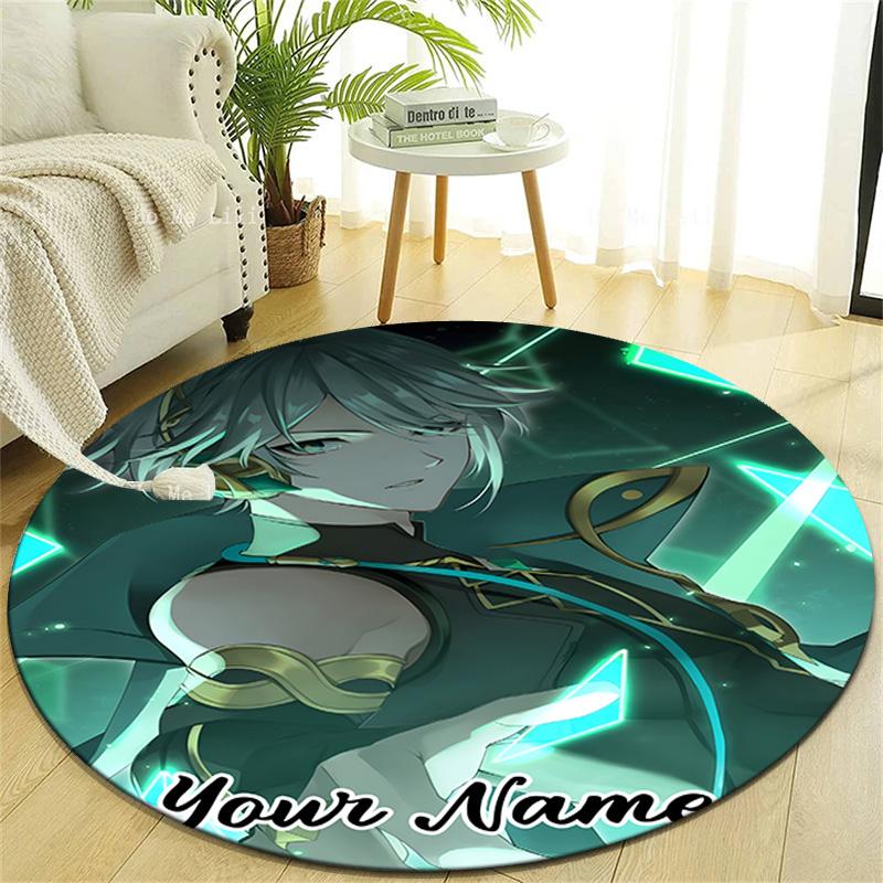 Personalized Genshin Impact Round Chair Office Rug - Perfect for Mat, Office Chair & More - Ideal Gift for Birthdays and Holidays