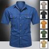 Летняя рубашка с коротким рукавом, мужская рабочая одежда, хлопковая рабочая рубашка, свободная мужская рубашка для улицы, не требующая глажки