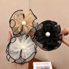 Large Mesh Flower Pearl Hair Claw For Women Girls Temperament Elegant Shark Clip Advanced Sense Hair Accessories Gifts