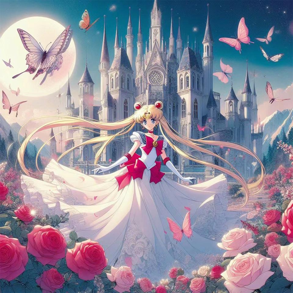 Japanese Anime 5D Diamond Painting Set Cartoon Girl Castle Diamond Embroidery Handmade DIY Mosaic Home Decoration