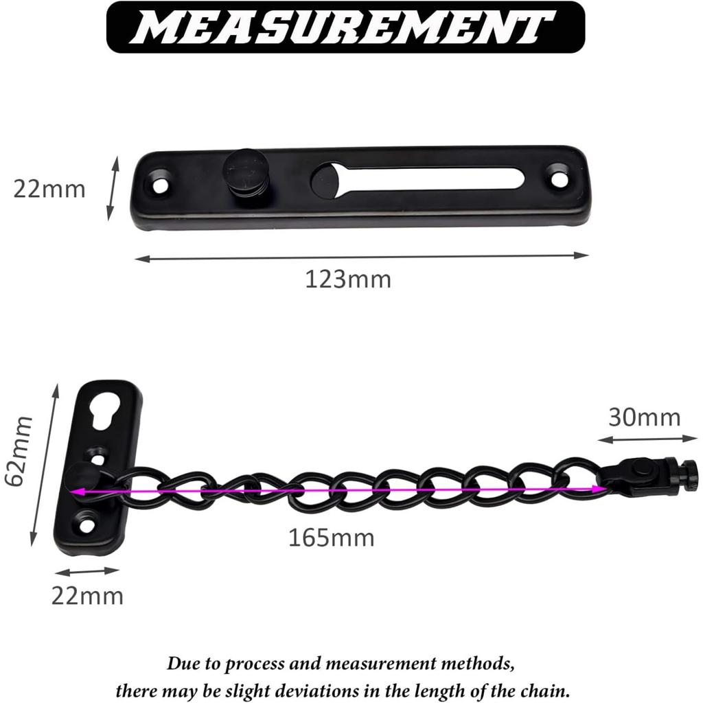 Security Door Chain Lock Sturdy Door Lock Latch for Inside Door Stainless Steel Hotel Door Lock with Spring Button Door Locks for Kids Safety
