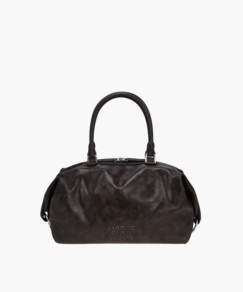 Margesherwood Dumpling Tote_Brown+Black Two-Tone Cracked