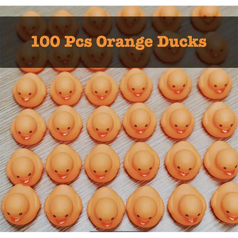 1-100Pcs Orange Rubber Ducks Mini Duck Party Favors Bulk Ducks Summer Pool Floating Toys Rubber Ducks Birthday