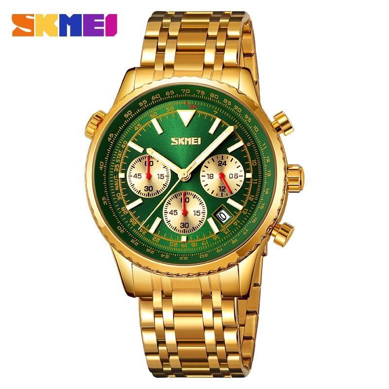 Moment America's новые мужские часы из нержавеющей стали с водонепроницаемым корпусом модные мужские часы многофункциональный хронограф кварцевые часы дилер