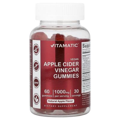 Vegan Apple Cider Vinegar Gummies, Natural Apple, 60 Gummies