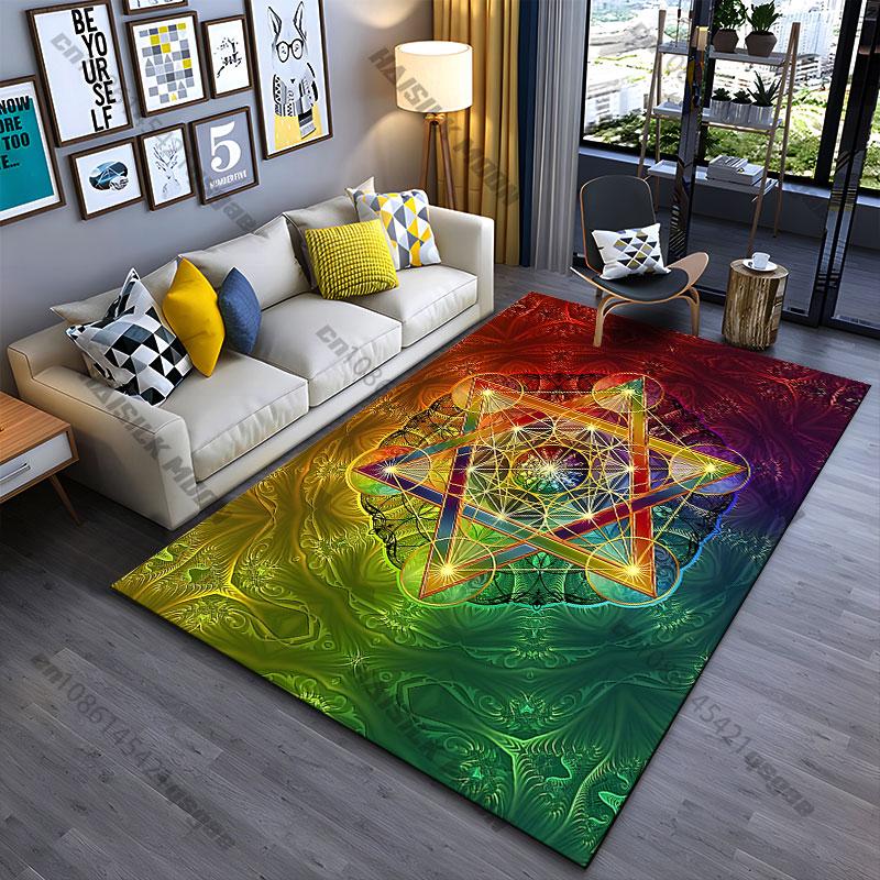 Spiritual geometry vibrant energy carpet Yoga living room room decor children's crawling mat doormat area rug games mat