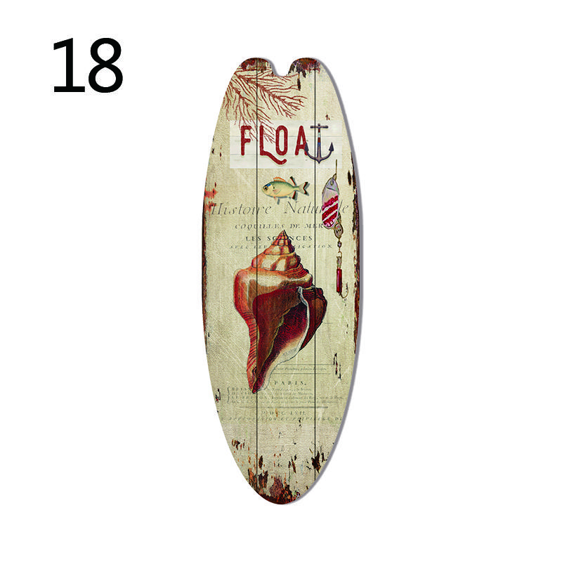 1PC Sea Surfboard Summer Beach Ocean Theme Decorative Wooden Printed Welcome Door Sign Home Board Vintage