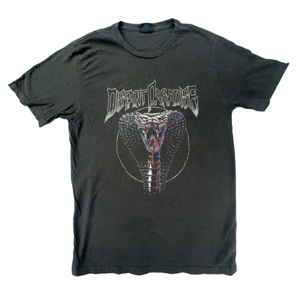 Y2K Distant Paradise Band T Shirt Cobra Graphic Tee Black Mens Size S