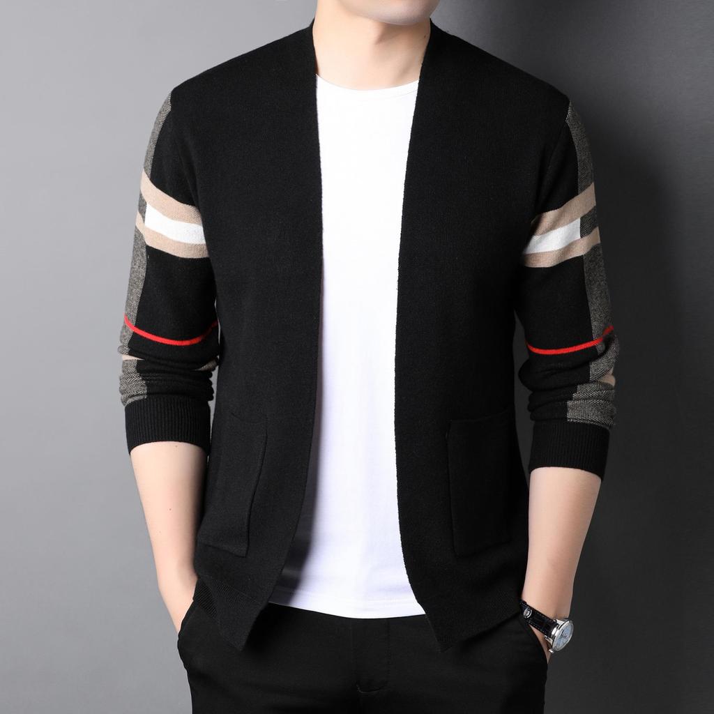 Men's Slim Fit Long Sleeve Knitted Cardigan - Spring/Autumn Casual Businesswear