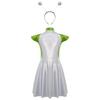 Girls Alien Costume Set Cap Sleeves High Waist Design A-Line Dress Outer Space Cutie Outfit Hair Hoop Included