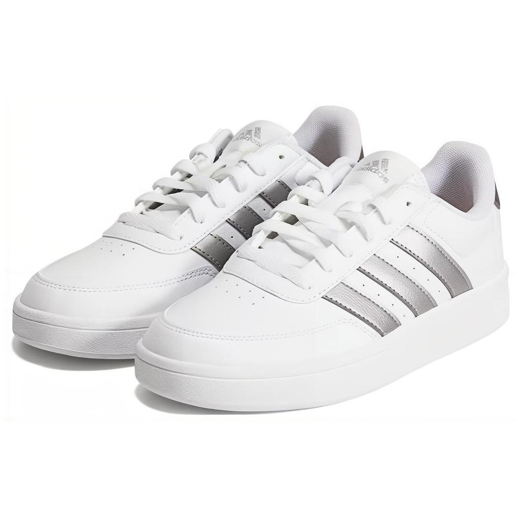 adidas Breaknet 2.0 Кожаные Нескользящие Легкие Низкие Кеды для Скейтбординга Женские Кроссовки Белый Серебристый HP9440